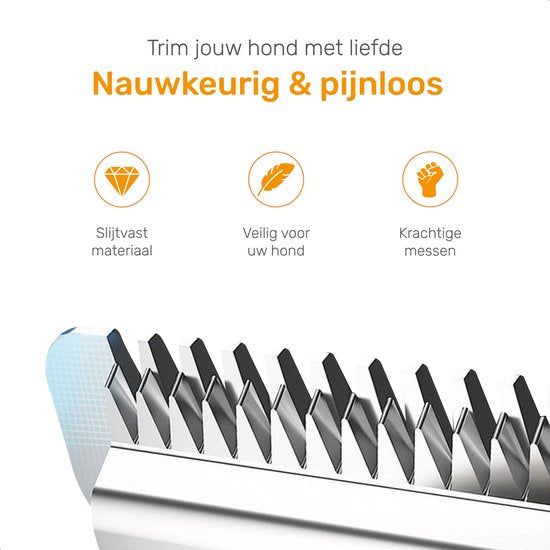 Dutchwide Tondeuse pour chiens et chats - Pour poils épais - Tondeuse silencieuse - Sans fil - Kit de toilettage pour animaux - Tondeuse pour chiens - Tables de coupe pour chiens - Tondeuse