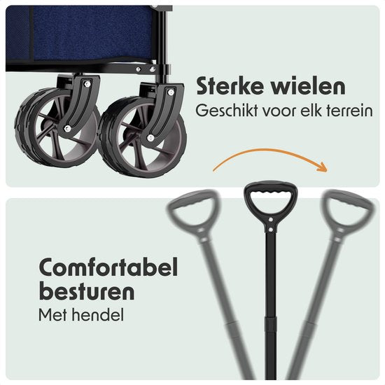 LifeGoods Wagon - XXL - pliable - 300L - 150KG de capacité de charge - bleu