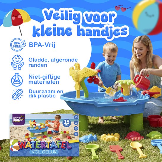 KidzKraze® Water Table M - Jouets d'extérieur - Jouets sensoriels - Table d'activité - Parcours d'eau - Table de sable pour enfants - Jouets de table de jeu d'eau - Accessoires inclus