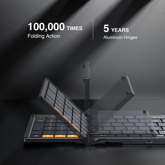ProtoArc Foldable Keyboard - Full-Size Wireless Keyboard - Travel Keyboard Portable - Bluetooth Keyboards - Laptop IOS Android Windows Tablet iPad Smartphone PC Computer - Black