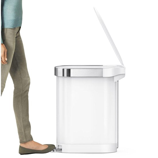 Simplehuman Poubelle - Slim - 45 l - Blanc - acier inoxydable