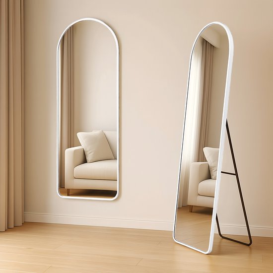 Fraay Pass Mirror 160x55cm - Standing & Hanging - Minimalist Wall Mirror - Standing Mirror - White Matt
