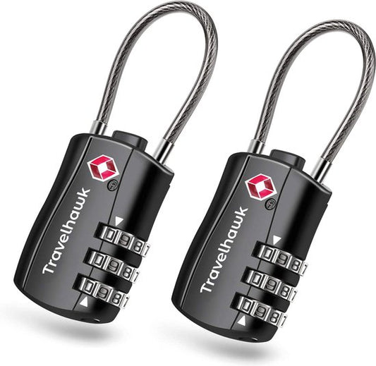 Travelhawk Suitcase Lock - TSA Travel Lock - Cadenas - 3 Digit - 2 Pieces - Black