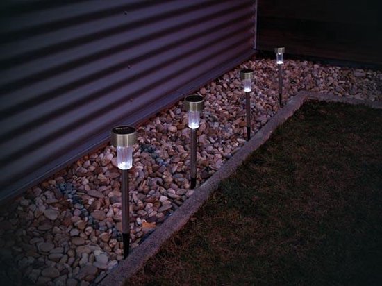 Perel Lampe de jardin solaire 37 X 5.5 Cm Acier inoxydable Argent/blanc