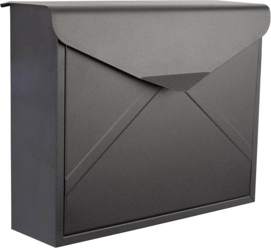 Boîte aux lettres Perel Verona, montage mural et sur poteau, 2 clés incluses, dimensions (H x L x P) 38 x 29 x 11,5 cm, noir mat