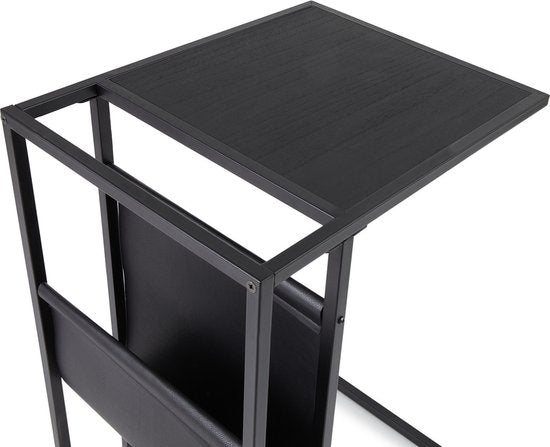 Lifa Living Porte-revues Manhattan Noir- Bois, Cuir Pu - Noir- 35x45x63 (LxLxH)