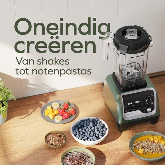 KitchenBrothers Power Blender - 1600W - 2L - Smoothie Maker - Ice Crusher - Vert pastel