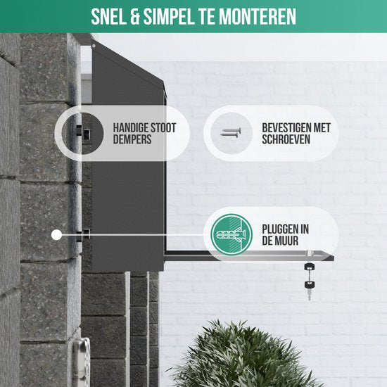 Boîte aux lettres Avalo en acier inoxydable noir - Boîte aux lettres murale - avec matériel de montage et 2 clés