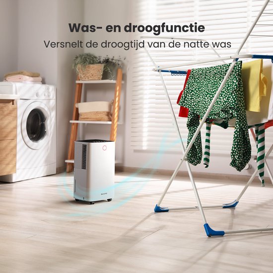 Déshumidificateur Auronic - Série compacte - 10L par jour - Fonction Lavage-Séchage - Chambre à coucher, salle de bain et salon - Blanc
