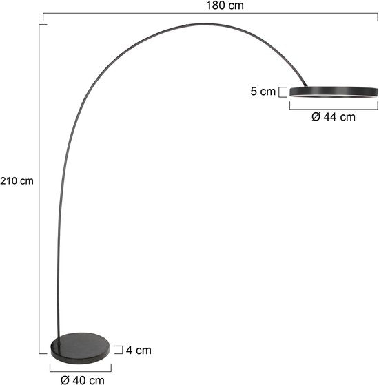Mexlite - lampadaire - Luna-Arc - noir - métal - lampe à arc - LED - 4324ZW