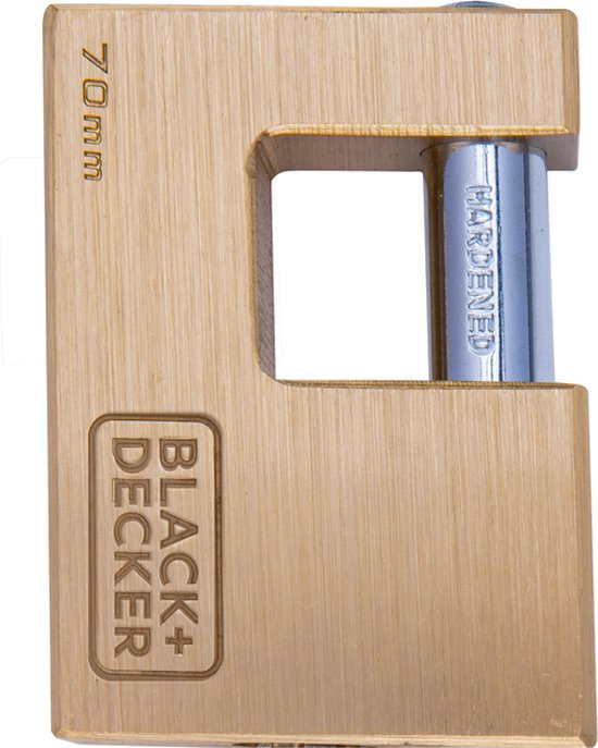 Cadenas BLACK+DECKER - 70mm - 3 clés incluses - Laiton massif