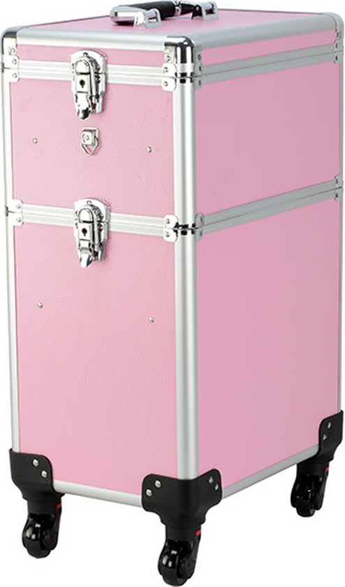Valise de coiffure trolley - valise de maquillage valise à ongles - valise de maquillage - valise de beauté - rose