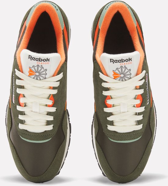 Baskets hommes Reebok Classic Nylon Hunter - Vert avec accents orange - Taille 45