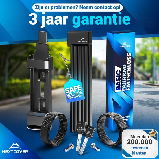 Nextcover Cadenas pliant 100cm FoldBasic| Cadenas pour vélo avec deux clés | Cadenas pour vélo avec support | Cadenas pour vélos, vélos électriques, scooters électriques | SteelSecure Technology 3.0
