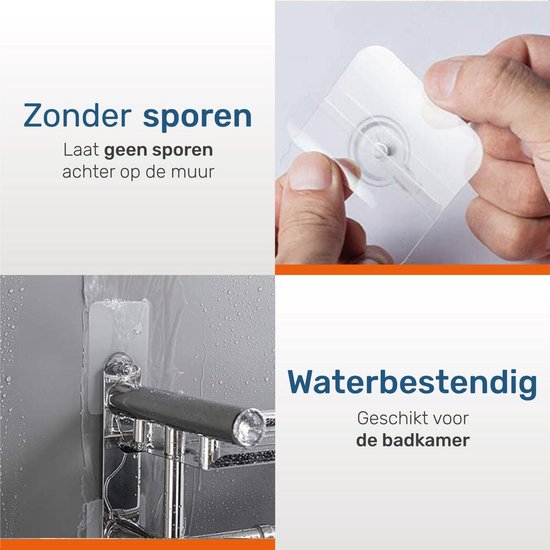 Crochets auto-adhésifs - Pinces à élingues - Clou auto-adhésif - 20 Pièces - acier inoxydable - Extra fort - Skoov