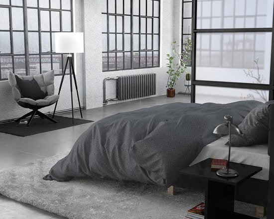 Sleeptime Flannel Jason - Housse de couette - Single - 140x200/220 + 1 taie d'oreiller 60x70 - Anthracite