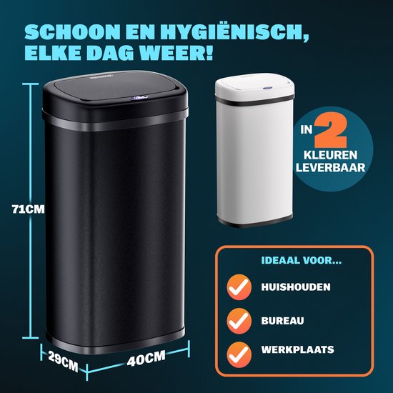 Monzana Poubelle - Détecteur de mouvement 58L USB - Noir