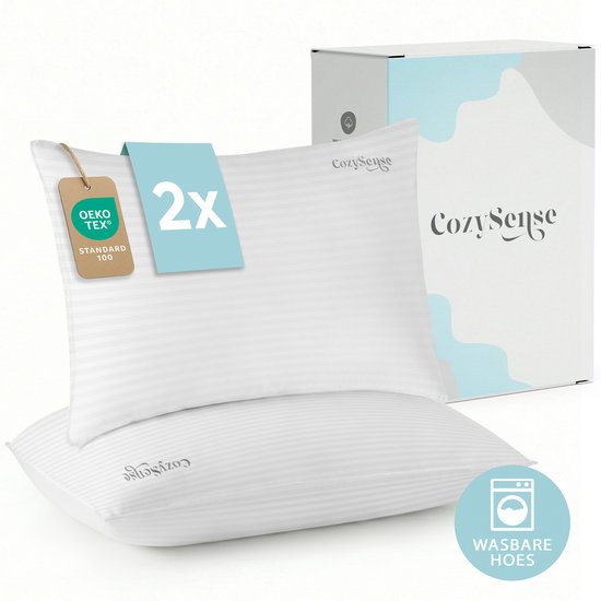 CozySense® Pillow - Lot de 2 - 50x70 CM - Oreiller de sommeil avec mousse à mémoire de forme - rembourrage ajustable et housse amovible 100% coton - Oreiller - Pour les dormeurs sur le côté, le ventre et le dos
