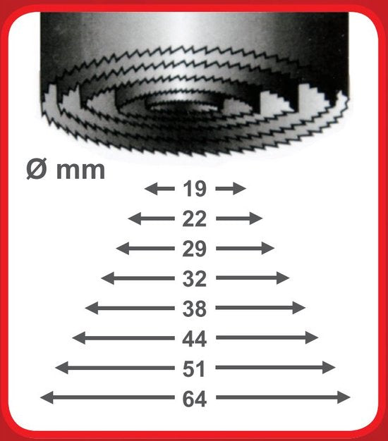 Jeu de scies cloches Toolland 11 pièces pour le bois, profondeur 25 mm, jaune-noir, y compris 8 tailles et accessoires