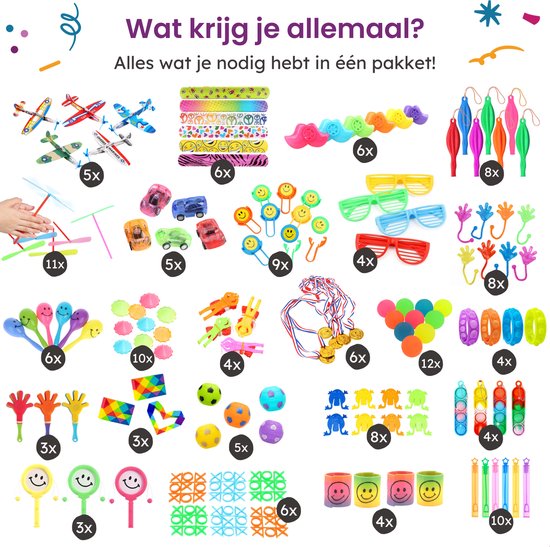 Partizzle 150x Treat Giveaway Gifts Pack - Fidget Toys - Pinata Filling - Fidgets Box with Spinner and Pop it Small Toys - Carnival Grabbelton Giveaway Gifts - For Kids