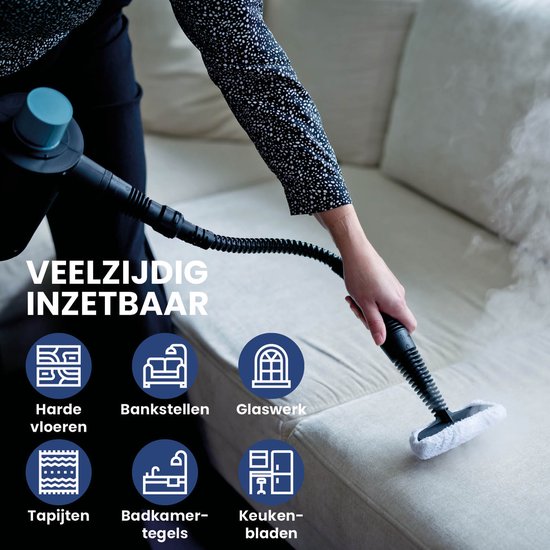Nettoyeur vapeur sans fil Nexxt avec accessoires - Réservoir d'eau 360 ml - Jusqu'à 135 °C et 3,5 bars - Pour sols et tissus d'ameublement - 1350 Watts - Noir