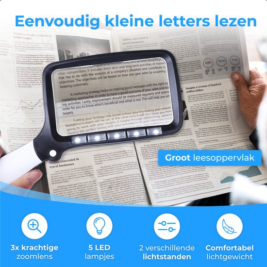 Nuvance - Loupe avec éclairage - Miroir grossissant - Lampe loupe avec éclairage LED - Loupe de lecture pour adultes et personnes âgées