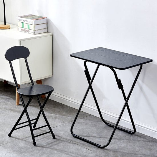 Ceruzo Table pliante pour enfants avec chaise - Noir - Pliable - MDF - Métal