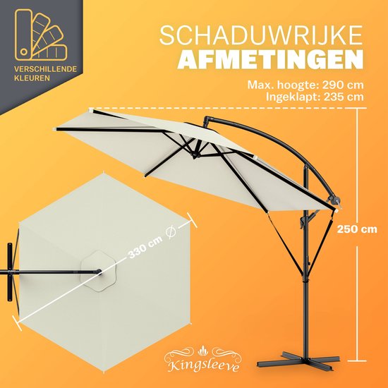 Parasol flottant pliable - Aluminium Ø330cm Protection UV 80+ - Beige