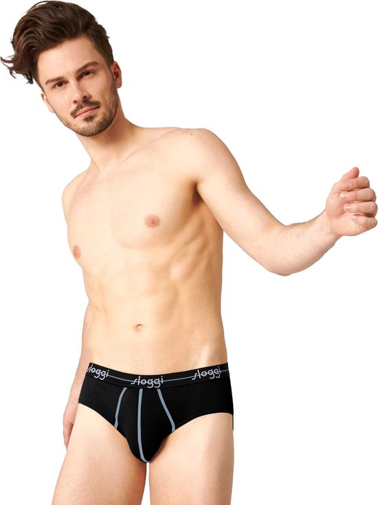 sloggi Start Midi 2-Pack Briefs - Hommes - Coton/Elastane - Taille régulière - Bande élastique - Noir - Taille XL