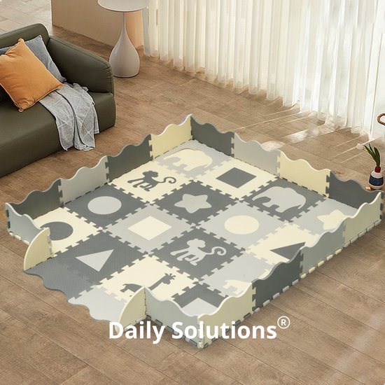 Puzzle Mat Baby - Tapis de jeu pliable en mousse - Tapis de jeu pour bébé - Gris