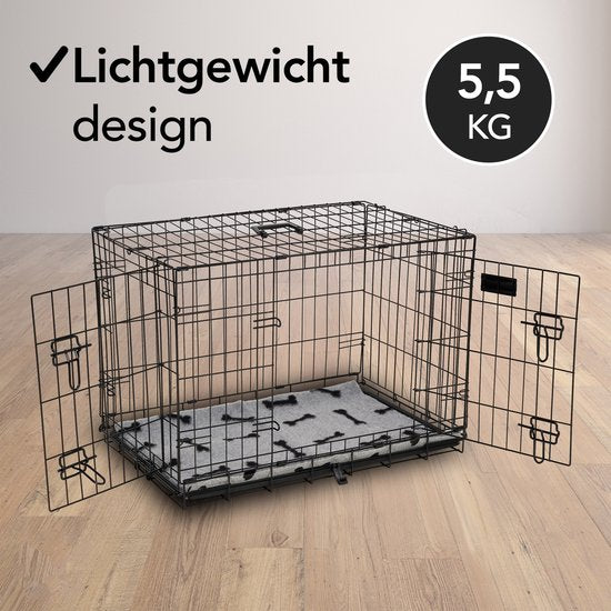 Brixy Dog Bench - Banc pour chiens - Taille M - pliable - 76 x 47 x 54 CM - 2 portes - noir