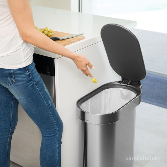 Simplehuman Poubelle - Slim - 45 l - Blanc - acier inoxydable