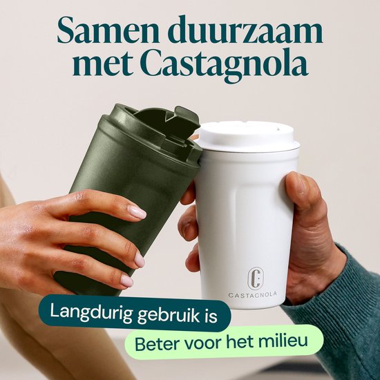 Mug thermos Castagnola - Tasse à café To Go - Mug de voyage pour le café et le thé - Mug à thé - 380 ML - acier inoxydable - Vert