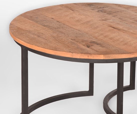 Set Triplet Table basse LABEL51- Naturel - 60 cm - Rond - Bois