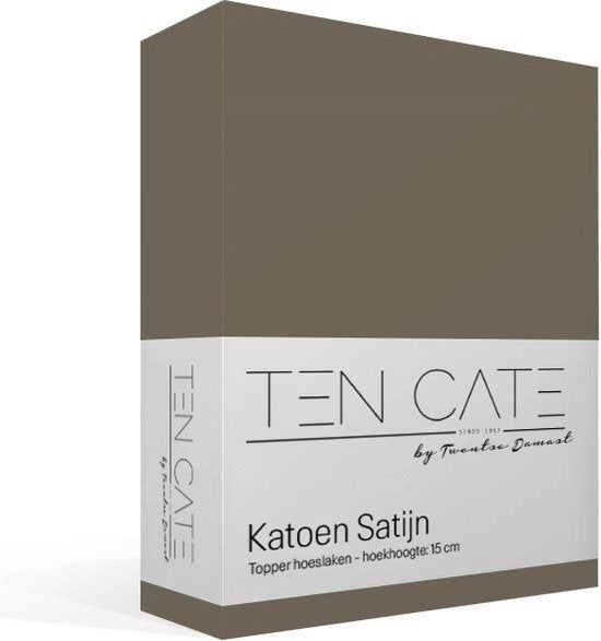 Ten Cate - Drap-housse 160x200 - Drap-housse 160x200 - Convient pour sur-matelas 160 x 200 - Satin de coton - Sur-matelas 160x200 - Hauteur d'angle 10 cm - Taupe