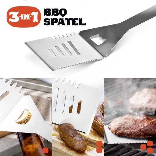 Squago BBQ accessories XXL Set with Apron - Tools - Tool set Pliers Brush Mat
