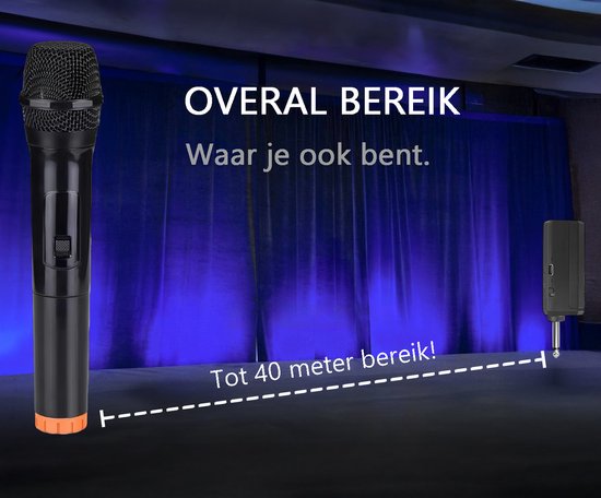 Tech Essentials Microphone sans fil - Récepteur USB-C - Karaoké - ASMR - Studio - Convient à la boîte de fête - Jack 3,5-6,3 mm