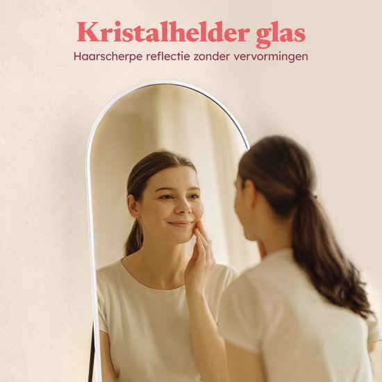Fraay Pass Mirror 160x55cm - Standing & Hanging - Minimalist Wall Mirror - Standing Mirror - White Matt