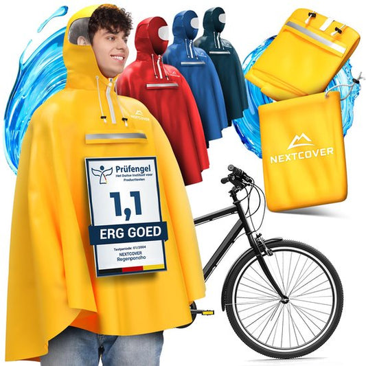 Nextcover Poncho de pluie pour femmes et hommes | Cape de pluie avec technologie AquaShield 2.0, coupe-vent et imperméable | Idéal pour le cyclisme, la randonnée et la pêche | Poncho de vélo pour adultes Unisexe | Poncho