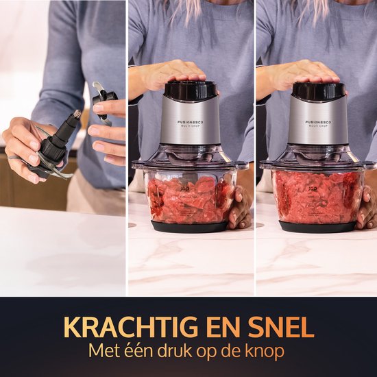 JAP Appliances Multi Chop + Expansion Pack - Hachoir avec bol en verre 600ml - Broyeur à glace, épluche-ail et batteur à oeufs - Lavable au lave-vaisselle - 400W