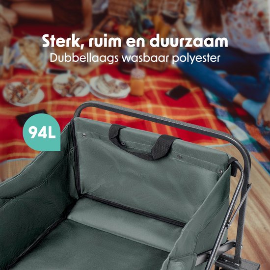 LifeGoods Wagon - Pliable - Capacité de charge 80KG - 94L - Polyester lavable - Vert