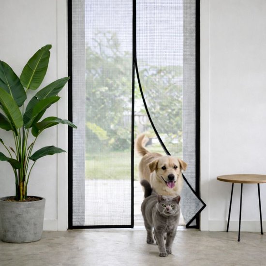 Ceruzo Rideau de porte 100x230 cm - Magnétique - Rideau à mouche - Noir - Velcro