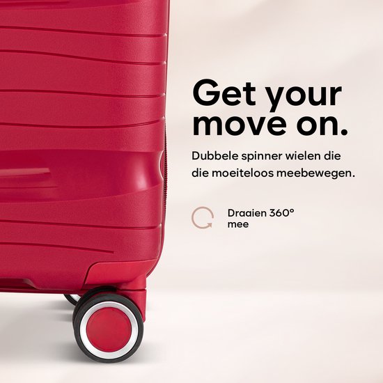 SKYCASES Travelin' Charm 4-Piece Trolley Set - Hand Luggage & Check-in Suitcases - 32L/60L/98L - Number Lock - 360° Noiseless Wheels - Lightweight & Sturdy - Modern Design - Rouge