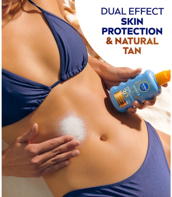 NIVEA SUN Protect & Bronze Spray solaire - SPF 30 - Spray solaire - Waterproof - Stimule le bronzage - 200 ml