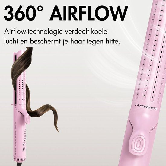 Sansbeauté® 2 in 1 Airflow Straightener - Curling tongs - Straighteners - Hair Straightener - Fast Warm-up - 140℃ to 220℃ - Straighten & Curl - ION technology
