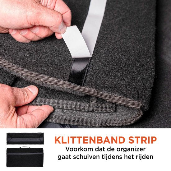 BLACK+DECKER Trunk Organiser - Sac de coffre - 55 x 15 x 23 CM - 1 grand compartiment et 2 inserts - Shopping et accessoires de voiture - Avec Velcro - Noir