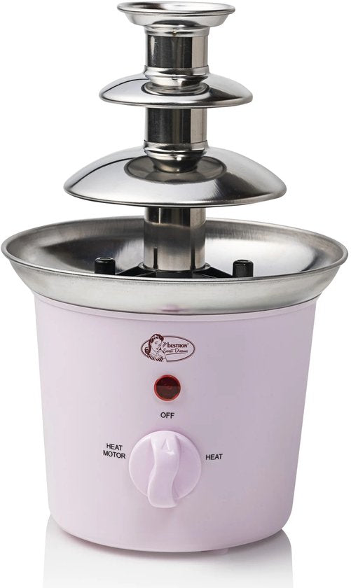 Bestron Fontaine à Chocolat ACF300P - Fondue au chocolat - 3 étages - Rose - Garantie 5 ans