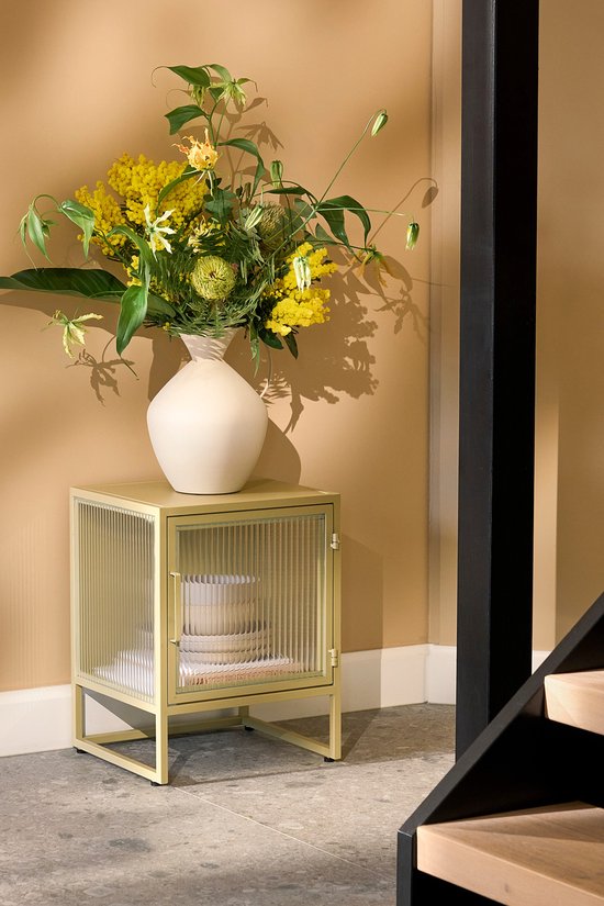 Mica Decorations Clifton Meuble de rangement avec portes - L38 x L35 x H50 cm - Métal - Beige