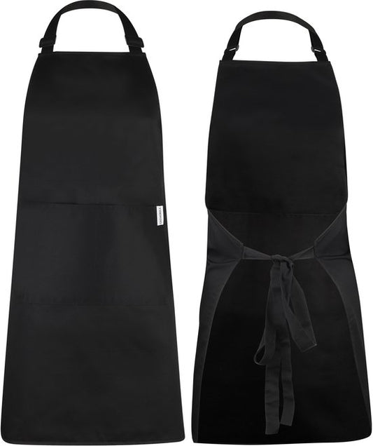 Tablier de cuisine Castagnola - Résistant à l'eau et à la saleté - Tablier de cuisine professionnel - Tablier pour femmes et hommes - Tablier de traiteur - Unisexe - Boucle réglable - Compartiments extra-larges - Noir