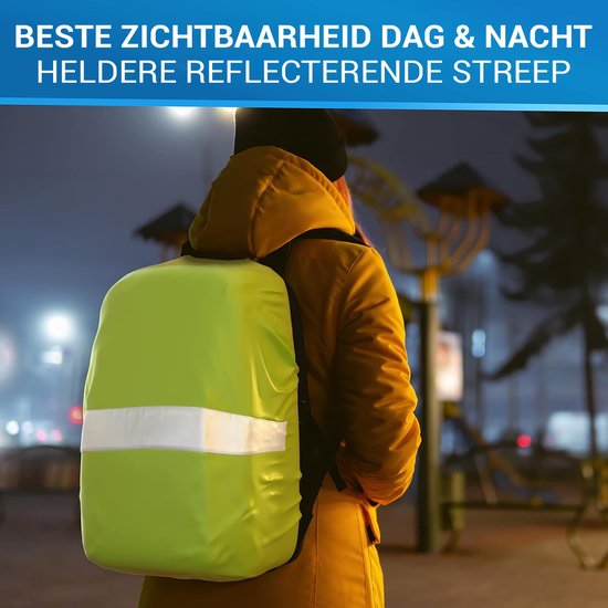 NEXTCOVER® Universal Backpack Rain Cover [AquaShield] - Housse de pluie pour sac à dos imperméable pour une protection supplémentaire du sac à dos imperméable - Housse de pluie pour sac à dos réfléchissante - Vert néon